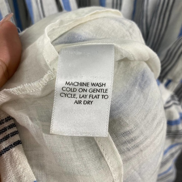 Apiece Apart Midi Dress 2 Ossetia Tiers Seaside Stripe Blue White A-Line - Picture 9 of 9